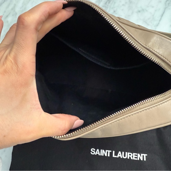 SAINT LAURENT Calfskin Matelasse Monogram Lou Camera Bag Dark Beige - Picture 12 of 15